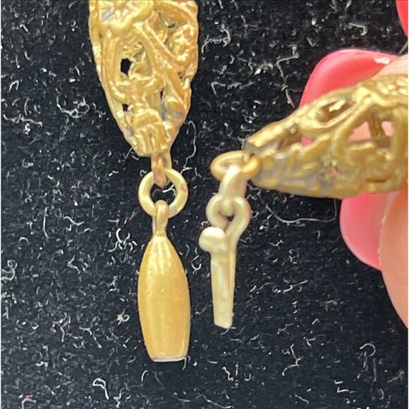 Vintage Glass Bead Filigree 24”Necklace Push Clasp Yellow Green Gold Tone - Picture 4 of 5